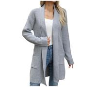 MaNMaNing Cardigan Femme Long Col Revers Loose Décontracté pour Automne Hiver Style Bohème Relax Pull Chaud Enveloppant Matière Douce Tenue Casual Confortable
