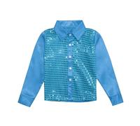 MaNMaNing Chemise Enfant Sequins Brillant Manches Longues boutonnée Spectacle Danse Chorale Chemise Sequins Enfant Brillante