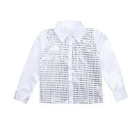 MaNMaNing Chemise Enfant Sequins Brillant Manches Longues boutonnée Spectacle Danse Chorale Chemise Sequins Enfant Brillante
