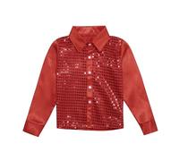 MaNMaNing Chemise Enfant Sequins Brillant Manches Longues boutonnée Spectacle Danse Chorale Chemise Sequins Enfant Brillante