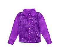 MaNMaNing Chemise Enfant Sequins Brillant Manches Longues boutonnée Spectacle Danse Chorale Chemise Sequins Enfant Brillante
