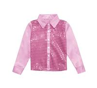 MaNMaNing Chemise Enfant Sequins Brillant Manches Longues boutonnée Spectacle Danse Chorale Chemise Sequins Enfant Brillante