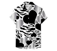 MaNMaNing Chemise Homme Manches Courtes Boutonnée avec Imprimé Saint Valentin Look Tendance pour La Fête des Amoureux
