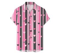 MaNMaNing Chemise Homme Manches Courtes Boutonnée avec Imprimé Saint Valentin Look Tendance pour La Fête des Amoureux