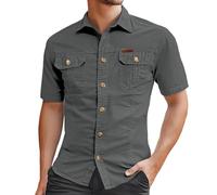 MaNMaNing Chemise Homme Manches Courtes Coupe Slim avec Poches, Parfaite pour Un Look De Travail Ou Décontracté. en Pur Coton, Confortable Et Tendance pour L'Été.