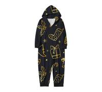 MaNMaNing Combinaison Enfant Noël familiale à Capuche imprimé Arbre doré Zip Douce Ample décontractée Maison Nuit Cadeau Confortable