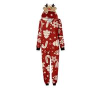 MaNMaNing Combinaison Nuit mère Noël à Capuche imprimé Renne Pilou Doux décontracté Maison Familial Cadeau Confortable Noël