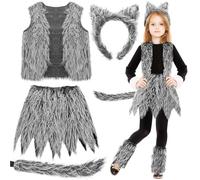 MaNMaNing Costume Carnaval Enfant Déguisement Loup Grand Méchant 100 Jours École Jambières Chaudes Carnaval Cosplay Ensemble Robe Médiévale Enfant Déguisement Garçon