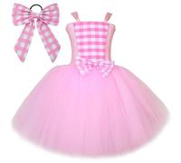 MaNMaNing Costume Carnaval Enfant Fille Robe Vichy Rose Bustier Manches Bouffantes Serre Tête Cosplay Fête Anniversaire Spectacle Tenue Champêtre Prairie Costume Enfant Fille 1 14 Ans