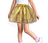 MaNMaNing Costume De Danse pour Filles, Jupe À Paillettes, Tutu Danse Classique Fille Jupe Tutu 3 Couches Jupon Enfant Fille Déguisement Princesse Jupette Classique Princess