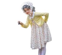 MaNMaNing Costume de Vieille Dame 100 Jours d École pour Enfants Robe de Grand mère 100 Ans Déguisement Amusant Cos Tenue Carnaval pour Enfants