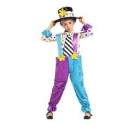 MaNMaNing Costume Enfant Clown Masqué Cosplay Performance Carnaval Tenue Amusante Avec Collerette Jupe À Volants Et Pompons Déguisement Enfant Fille Clownette