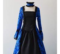 MaNMaNing Costume Halloween Adulte Robe Gothique Imprimée Florale Automne Manches Évasées Pour Soirée Médiévale Déguisement Dame Femme Vintage