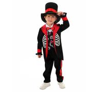 MaNMaNing Costume Halloween Enfant Jour Des Morts Mexicain Gentleman Gothique Cosplay Carnaval Performance Scène Avec Noeud Papillon Et Gants Blancs Déguisement Halloween Enfant Garçon Mexicain