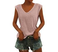 MaNMaNing Débardeur Femme Décontracté Couleur Unie Col V sans Manches Coupe Ample pour L'Été Top Femme Basique Et Confortable pour Le Quotidien À Associer Facilement avec Tous Vos Bas Un Style Si