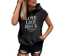 MaNMaNing Débardeur Femme Grande Taille Mode Confort Top Sweat sans Manches À Capuche Coupe Oversize Décontractée Imprimé Lettre Débardeur Femme