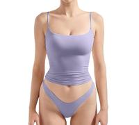 MaNMaNing Débardeur Femme Profond V, Top Bustier Sexy Ajusté, Vêtement Estival Décontracté Fun, Tenue Cadeau Fête Originale Avec Poches