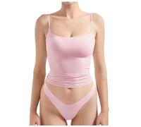 MaNMaNing Débardeur Femme Profond V, Top Bustier Sexy Ajusté, Vêtement Estival Décontracté Fun, Tenue Cadeau Fête Originale Avec Poches