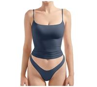MaNMaNing Débardeur Femme Profond V, Top Bustier Sexy Ajusté, Vêtement Estival Décontracté Fun, Tenue Cadeau Fête Originale Avec Poches