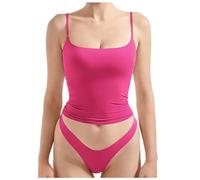 MaNMaNing Débardeur Femme Profond V, Top Bustier Sexy Ajusté, Vêtement Estival Décontracté Fun, Tenue Cadeau Fête Originale Avec Poches