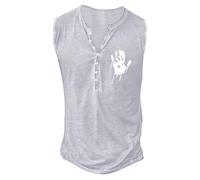 MaNMaNing Débardeur Homme Été Vintage Boutons sans Manches Petit Imprimé Débardeur Homme M10