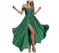 MaNMaNing Déguisement Carnaval Femme Robe De Soirée À Sequins Scintillants Bustier Sexy Sans Bretelles Fente Haute Tenue De Gala Pour Fête Costumée Chic Et Bal Masqué Élégant Robe Longue Star