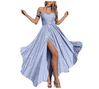 MaNMaNing Déguisement Carnaval Femme Robe De Soirée À Sequins Scintillants Bustier Sexy Sans Bretelles Fente Haute Tenue De Gala Pour Fête Costumée Chic Et Bal Masqué Élégant Robe Longue Star