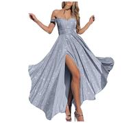MaNMaNing Déguisement Carnaval Femme Robe De Soirée À Sequins Scintillants Bustier Sexy Sans Bretelles Fente Haute Tenue De Gala Pour Fête Costumée Chic Et Bal Masqué Élégant Robe Longue Star