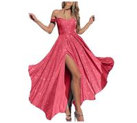 MaNMaNing Déguisement Carnaval Femme Robe De Soirée À Sequins Scintillants Bustier Sexy Sans Bretelles Fente Haute Tenue De Gala Pour Fête Costumée Chic Et Bal Masqué Élégant Robe Longue Star