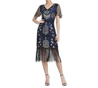 MaNMaNing Déguisement Carnaval Femme Robe Grande Taille À Franges Paillettes Et Perles Style Années 20 Pour Soirée De Gala Et Fête De La Musique Tenue Burlesque Pour Spectacle Cabaret Déguisé