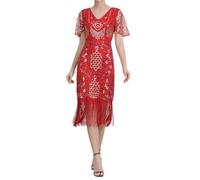 MaNMaNing Déguisement Carnaval Femme Robe Grande Taille À Franges Paillettes Et Perles Style Années 20 Pour Soirée De Gala Et Fête De La Musique Tenue Burlesque Pour Spectacle Cabaret Déguisé
