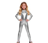 MaNMaNing Déguisement Enfant Combinaison Cosplay Style Cour en Simili Cuir Brillant pour Carnaval Spectacle Et Fête Tenue Unisexe pour Garçon Et Fille 4 A 8 Ans Déguisement Carnaval Enfant