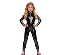 MaNMaNing Déguisement Enfant Combinaison Cosplay Style Cour en Simili Cuir Brillant pour Carnaval Spectacle Et Fête Tenue Unisexe pour Garçon Et Fille 4 A 8 Ans Déguisement Carnaval Enfant