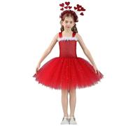 MaNMaNing Déguisement Enfant Fille Robe Sequin Rouge Saint-Valentin Cupidon Amour Fête Scène Spectacle Cosplay Robe Médiévale Romantique Déguisement Carnaval Enfant 1