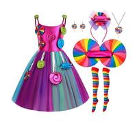 MaNMaNing Deguisement Fille Enfant Fillette Fête Masquerade Carnaval avec Coiffure Et Robe Costume Cosplay pour Enfant Ensemble Déguisement Anniversaire Thème Bonbon Tenue Élégante