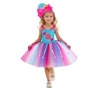 MaNMaNing Deguisement Fille Robe Tutu Arc en Ciel Bonbon Style Cour Élégant Tulle Bouffant Danse Spectacle Fête Quotidien Confortable Tissu Brillant Deguisement Princesse Fille