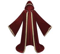 MaNMaNing Déguisement Halloween Cape Gothique Velours Brodé Parrain Fête Scène Déguisement Mort Élégant