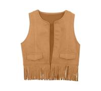 MaNMaNing Deguisement Halloween Enfant Gilet Cowboy Franges Occidentales pour Rodéo Fête École Carnaval Style Western Deguisement Garcon