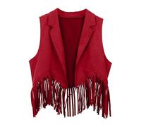 MaNMaNing Deguisement Halloween Enfant Gilet Cowboy Franges Occidentales Style Western Ouverture Avant pour Fête Rodéo Deguisement Garcon