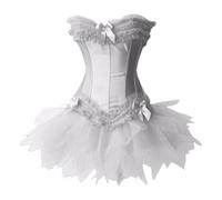 MaNMaNing Déguisement Halloween Femme Bustier Élégant Brocart Corset Jupe Volants Déguisement Adulte Moulant Élégant