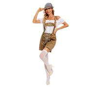 MaNMaNing Déguisement Halloween Femme Costume Allemand Traditionnel Bretelles Ensemble Serveuse De Bar Cosplay Déguisement Domestique avec Chapeau