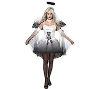 MaNMaNing Déguisement Halloween Femme Costume Mariée Zombie Ange Noir Cosplay Déguisement Démoniaque Effrayant pour Fête