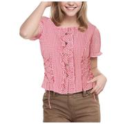 MaNMaNing Déguisement Halloween Femme Haut Costume Oktoberfest Rouge Blanc Carreaux Fête Folklorique Carnaval Déguisement Boutons Écossais