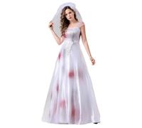 MaNMaNing Déguisement Halloween Femme Robe Mariée Fantôme Cosplay Fête Rôle Déguisement Zombie Élégant