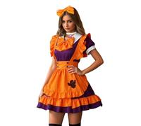 MaNMaNing Déguisement Halloween Femme Robe Sorcière Brodée Cosplay Magie Déguisement Élégant pour Fête
