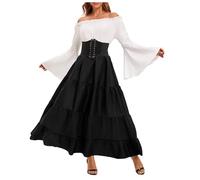 MaNMaNing Déguisement Halloween Femme Tenue Médiévale Rétro Robe Longue Cour Style Bal Scène Déguisement Reine Élégant