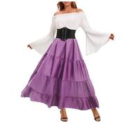 MaNMaNing Déguisement Halloween Femme Tenue Médiévale Rétro Robe Longue Cour Style Bal Scène Déguisement Reine Élégant