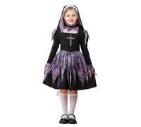 MaNMaNing Déguisement Halloween Fille Robe Nonne Croix Marie Cosplay Église Déguisement Religieux Enfant Élégant