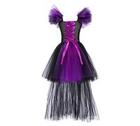 MaNMaNing Deguisement Halloween Fille Robe Sorcière Arc-en-Ciel Tulle Traîne pour Défilé Fête Théâtre Deguisement Princesse Fille