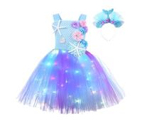 MaNMaNing Deguisement Halloween Fille Robe Tutu Tulle Lumières LED Paillettes pour Fête Théâtre Soirée Déguisée Deguisement Princesse Fille